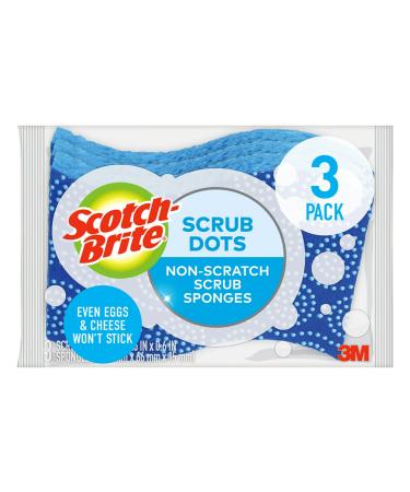 Scotch-Brite Scrub Dots Non-Scratch Scrub Sponge, Rinses Clean, For Washing Dishes and Cleaning Kitchen, 3 Scrub Sponges