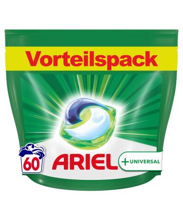 Ariel detergent pods all-in-1 60 washloads universal fresh laundry air and stain removal even at low water temperatures 60 pieces (1-pack) old-universal