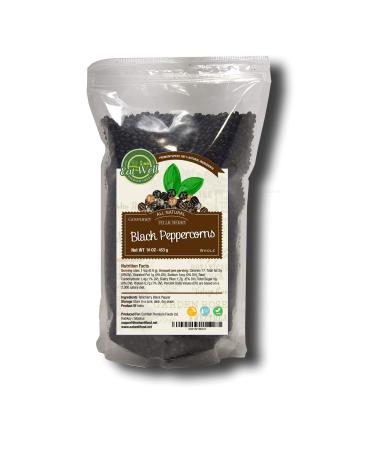 Eat Well Premium Foods- Black Peppercorns Whole 16 oz Reseable Bag, Freshly Packed, Pepper Corn For Grinders Refill