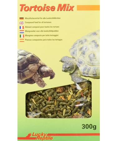 Lucky Repile Tortoise Mix 300g on a plant -based basis with a lot of raw fiber - meadow herb pellets with carrot pieces & calendula flowers - for all land turtles & herbivorous reptiles