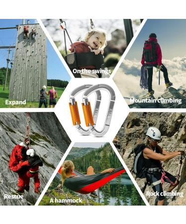 3-Piece UIAA Certified 25KN Auto-Locking Carabiner Set - Versatile Climbing Equipment for Hammocks Swings & Dog Leashes - Buy Online on SooperMarket.com