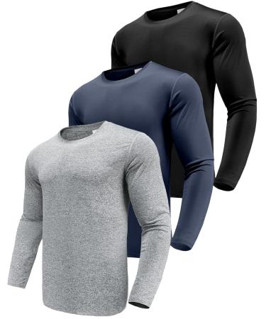 Men 3 Sack Long-sleeved shirt T-shirts UPF 50+ UV Protection Fast-drying Functional shirt running shirts breathable long-arm sports shirt Gym Running Top Outdoor Workout Fitness for men L 3 SPACE black/marine/coal gray