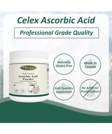 CELEX Bulk Format Ascorbic Acid Powder 600g NET WT 600 Servings | 100% Pure Form of Vitamin C | Immune Support - Buy Online on SooperMarket.com