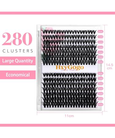 HxyGogo Wispy Fluffy Lash Clusters DIY Eyelash Extensions 280 pcs - 8-16MM D Curl Individual Lashes for Natural Look, Reusable 40D-50D Cluster - Buy Online on SooperMarket.com