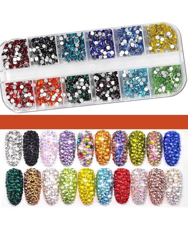 RODAKY Colorful Crystal Rhinestones - 1560Pcs Mixed 12 Color 3mm Nail Art Stones for DIY Craft and Makeup Decoration - Buy Online on SooperMarket.com