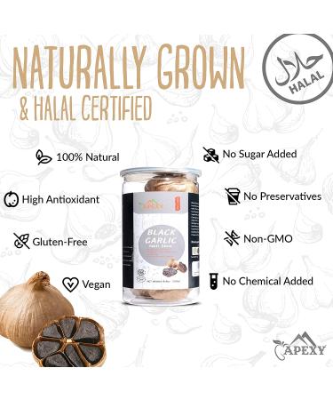 Organic Black Garlic Multi Clove 90 Days Fermented | No Additives | High Antioxidants | HALAL Certified | 8.5oz x 2 Pack | APEXY - Buy Online on SooperMarket.com