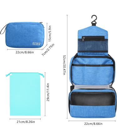 Cooja Hanging Toiletry Wash Bag with Hook & Handle - Sky Blue | Travel Gear Set for Men and Women | Includes 1 Toilet Bag + 2 Drawstring Bags - Buy Online on SooperMarket.com