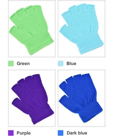 Bememo 4 Pairs Fingerless Gloves - Half Finger Mittens for Kids - Knitted Winter Typing Gloves - Solid Color Set 2 - Ideal for Boys & Girls - International Shipping Available - Buy Online on SooperMarket.com