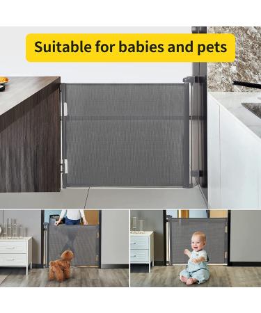 Retractable Baby Gate Mesh Baby Gate or Mesh Dog Gate 33" Tall Extends up to 55" Wide Child Safety Gate for Doorways  Stairs  Hallways  Indoor/Outdoor(Grey 33"x55" Gray 33x55 Inch - Buy Online on SooperMarket.com