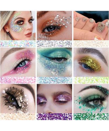Holographic Body Glitter Gel - Long-Lasting, Waterproof Mermaid Sequins Liquid Eyeshadow in Pink 104 for Festivals and Rave Parties - Buy Online on SooperMarket.com