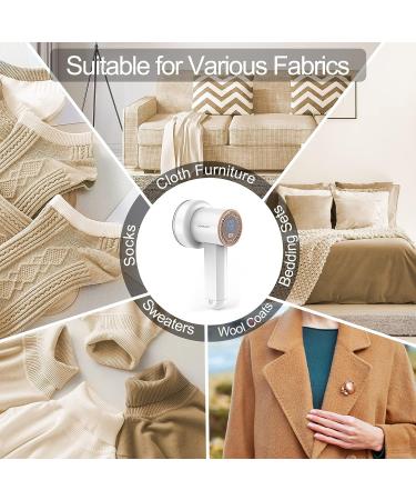 HOMEASY Fabric Shaver Rechargeable Lint Remover with 3 Blades & LED Display - White | Removes Fuzz from Sweaters, Couches, Clothes, Carpets & Furniture - Buy Online on SooperMarket.com