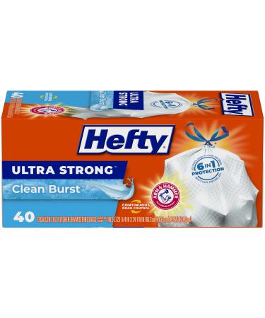Hefty Ultra Strong Tall Kitchen Trash Bags, Clean Burst Scent, 13 Gallon, 40 Count