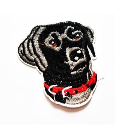 Nipitshop Patches Black Lab Labrador Cute Dog Red Collar Cartoon Kids Patch Embroidered Iron On Patch for Clothes Backpacks T-Shirt Jeans Skirt Vests Scarf Hat Bag