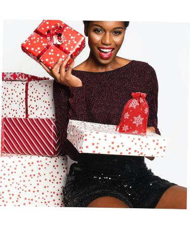 KOMBIUDA 10pcs Snowflake Burlap Bag Christmas Holiday Pouch Candy Storage Holder Drawstring Bag 14X10X0.3CM Red - Buy Online on SooperMarket.com