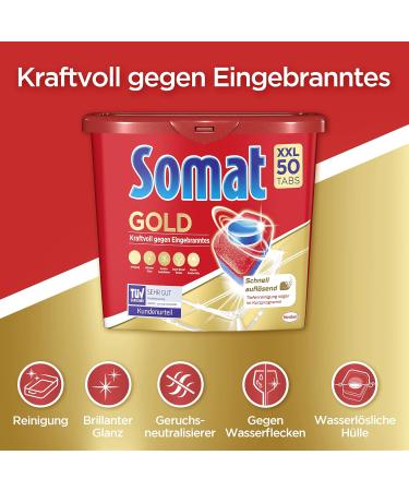 Somat Gold Dishwasher Tabs - 50 Powerful Flush Tabs for Best Shine & Burn Resistance | International Shipping - Buy Online on SooperMarket.com