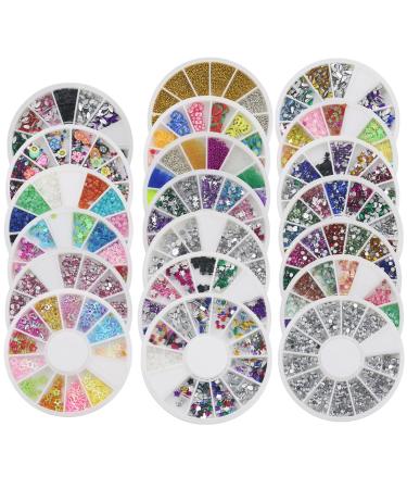Bluelans 20x 3D Glitters Flower Nail Stickers Bow Rhinestone Nail Art Stickers Decoration