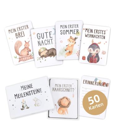 Marveligt's milestone cards baby 50 cards including gift set for boys and girls boho style milestone cards set gift box for birth & baby party baby/newborn gift