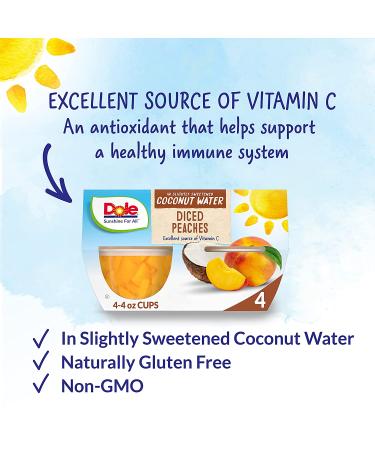 Dole Peaches in Coconut Water Fruit Bowls - Gluten Free Healthy Snack (4 Oz, 24 Count) - Buy Online on SooperMarket.com