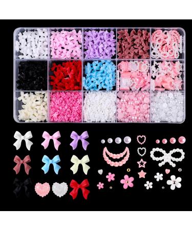 1000 pieces 3D nail decorations sets pink & white grinding heart grinding flowers nail charms loop nodes nail connector Strass stones for manicure diy crafts jewelry accessories