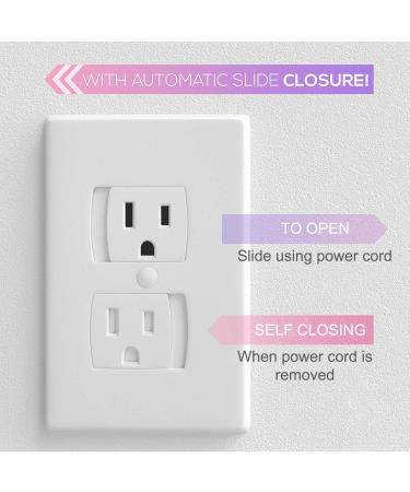 8 Pack Upgraded Self Closing Electrical Outlet Covers | Baby proofing Safety Universal Wall Socket Plate | Automatic Sliding Cap Cover Standard Wall Outlet Covers (8 Pack) - Buy Online on SooperMarket.com