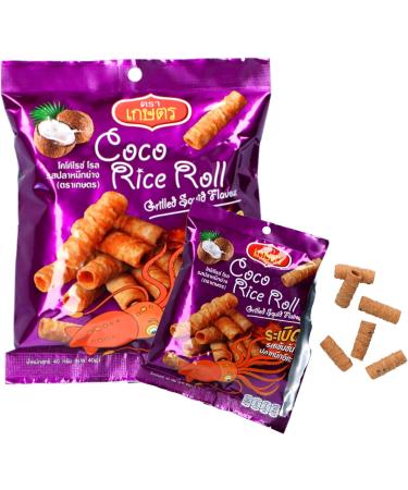 Kaset Coco Rice Roll Grilled Squid Flavour 40g - Authentic Thai Snack - Buy Online on SooperMarket.com