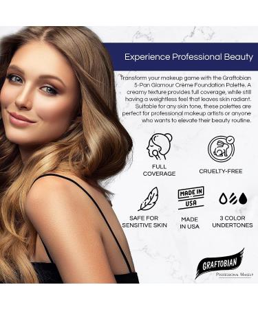 Graftobian HD Glamour Cr me Foundation Palette - Highlight & Contour Light | 5 Color Cream Makeup Palette for Full Coverage and Definition - Light Skin Tones - Buy Online on SooperMarket.com