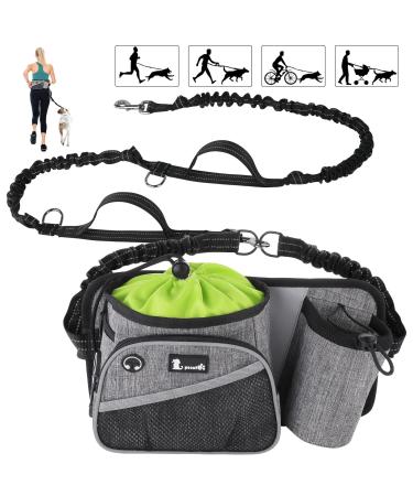 Jogging leash dogs belly belt dog leash jogging jogging leash large and medium -sized dogs with elastic buffer line and reflective running leash freehand linen up jogging hiking gray gray with buffer up to 110kg