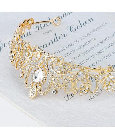 YISSION Gold Crown and Tiara Crystal - Queen Crown for Women & Girls | Birthday, Wedding, Prom, Cosplay - Buy Online on SooperMarket.com