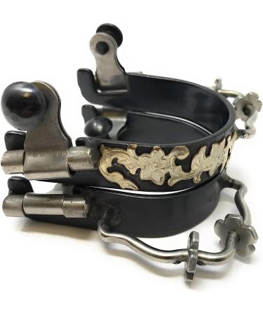 Antique Brown Flower Engraved Bumper Spurs with Rowels - Ladies | AJ Tack Wholesale - Buy Online on SooperMarket.com