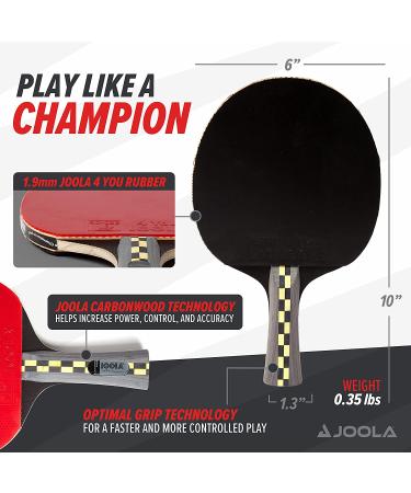 JOOLA Carbon Pro Ping Pong Paddle with Carbonwood Technology & Red/Black Rubber - Professional Table Tennis Racket for Speed - Buy Online on SooperMarket.com