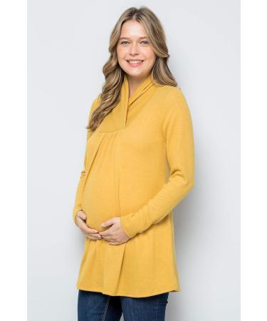 Bump Maternity High Neck Knit Sweater - XL Mustard Tunic Top | Made in USA - Buy Online on SooperMarket.com