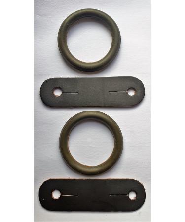 S-Products PEACOCK SAFETY IRONS STIRRUPS SPARE RUBBER RINGS & LEATHER CLIPS TABS REPLACEMENT 1 PAIR (Brown)