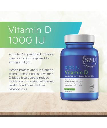 Sisu Vitamin D 1000 IU 400 Tablets - Quick Dissolve Vitamin D3 Tablets - Immune Support and Bone Maintenance - Gluten & Dairy Free - 400 Servings - Buy Online on SooperMarket.com