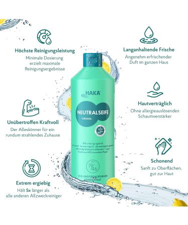 HAKA Neutral Soap - All-Purpose Cleaner | 200 Applications | pH-Neutral | Citrus Scent | 1 kg Pack - Long-Lasting & Eco-Friendly - Buy Online on SooperMarket.com