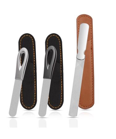 3 Pack Metal Nail File Set Double Sided Diamond Nail Files Toe Nail Files for Thick Nails