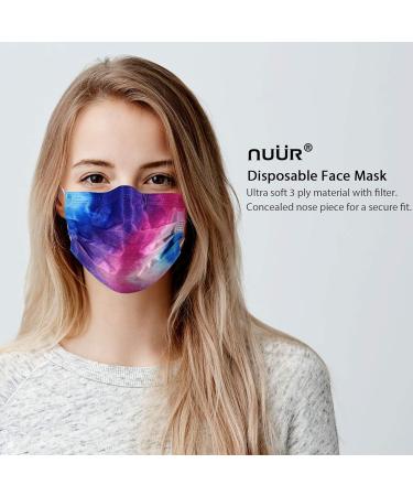 NU R 10pcs Tie Dye 3 Ply Disposable Face Mask with Filter Layer and Elastic Earloop - TIE & DYE-003 | Retail Sealed Bags - Buy Online on SooperMarket.com