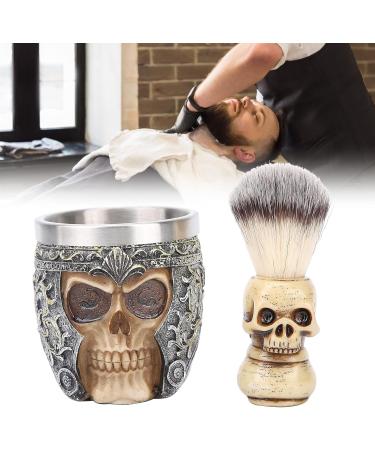 Chrees Men's Beard Shaving Set - Stainless Steel Bowl Skeleton Head Brush & Soap Dish for a Perfect Shave - Buy Online on SooperMarket.com