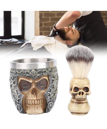 Men's Beard Shaving Set | Stainless Steel Bowl & Skeleton Head Brush | Premium Grooming Essentials for Men - Buy Online on SooperMarket.com