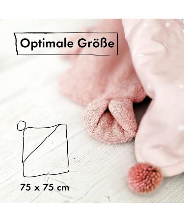 Moyo Hooded Towel for Toddlers & Babies - White-Ros 75x75cm | 100% Cotton Bathing Poncho | Washable Baby Bath Towel with Hood - Buy Online on SooperMarket.com