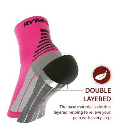 Rymora Plantar Fasciitis Support Socks - Large Arch Compression Socks for Men and Women - Pink (One Pair) - Size Large (25-29cm) - Buy Online on SooperMarket.com