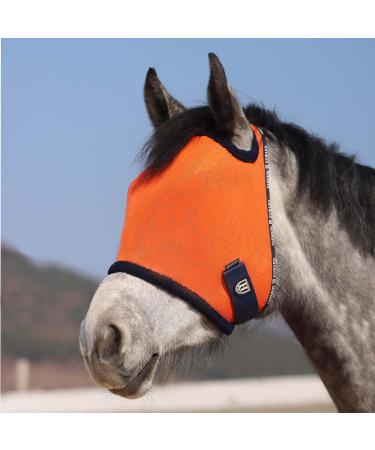 Harrison Howard All Round Mesh Horse Fly Mask UV Protective with Fleece Padded Edging - Vibrant Orange - Size M Medium (Cob) - Buy Online on SooperMarket.com