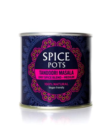 Spice Pots - Tandoori Masala Powder - 100% Natural Ingredients - Gluten Free & Vegan Curry Powder - Dry Spice Blend (Medium Heat) - 80g Pot (16 Servings) Tandoori Masala 80.00 g (Pack of 1)