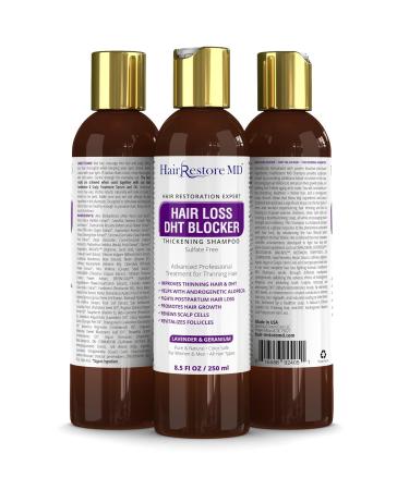 DHT Blocker Shampoo for Hair Loss - Lavender & Geranium | Biotin & Caffeine Thickening Formula for Men & Women | Sulfate Free Hair Growth Solution - Buy Online on SooperMarket.com