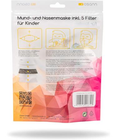 Osann Kids Face Mask - Pack of 2 with 5 Filters | Cute Dino Design for Safe & Comfortable Wear - Buy Online on SooperMarket.com