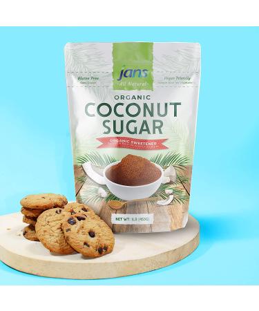 Jans Organic Coconut Sugar 16 oz - Gluten-Free, Non-GMO, Low Glycemic - Paleo & Vegan Friendly - Buy Online on SooperMarket.com