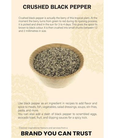 Premium Quality Crushed Black Pepper 100g - Coarse & Cracked | Non GMO, Natural, Vegan | No Additives or Preservatives - Buy Online on SooperMarket.com