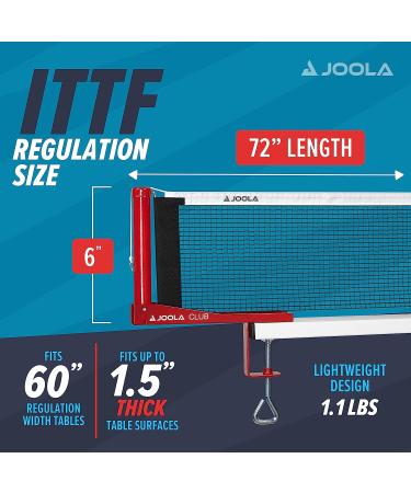 JOOLA Club Competition Table Tennis Net & Post Set - Portable 72 Regulation Size Ping Pong Screw On Clamp Net - Buy Online on SooperMarket.com