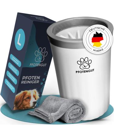 Pfotengut pawn cleaner for dogs size S&L - gentle dog paw cleaner for large/small dogs - pleasantly soft & effective incl.Suction-strong microfiber towel