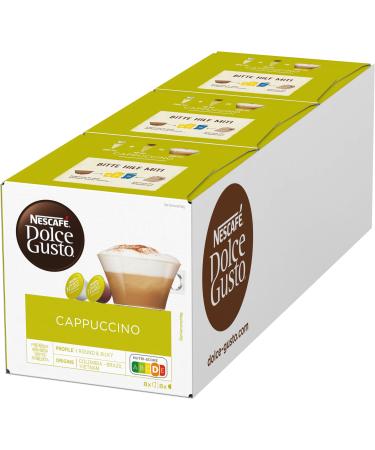 Nescaf Dolce Gusto cappuccino 48 coffee capsules Arabica and Robusta Beans full -bodied coffee and loose milk foam aroma sealed capsules 3x16 capsules) 16 pieces (3 -pack)