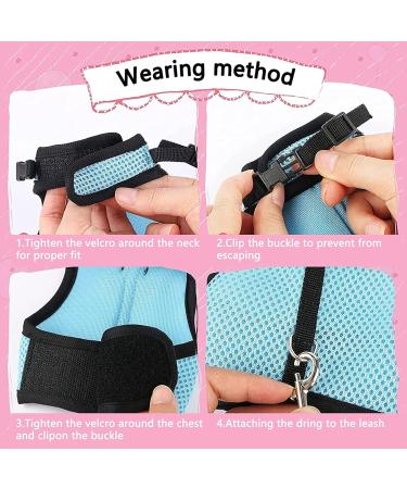 Adjustable Soft Rabbit Dishes & Mesh Harness - Outdoor Care for Small Pets (M Blue Pink) - Buy Online on SooperMarket.com